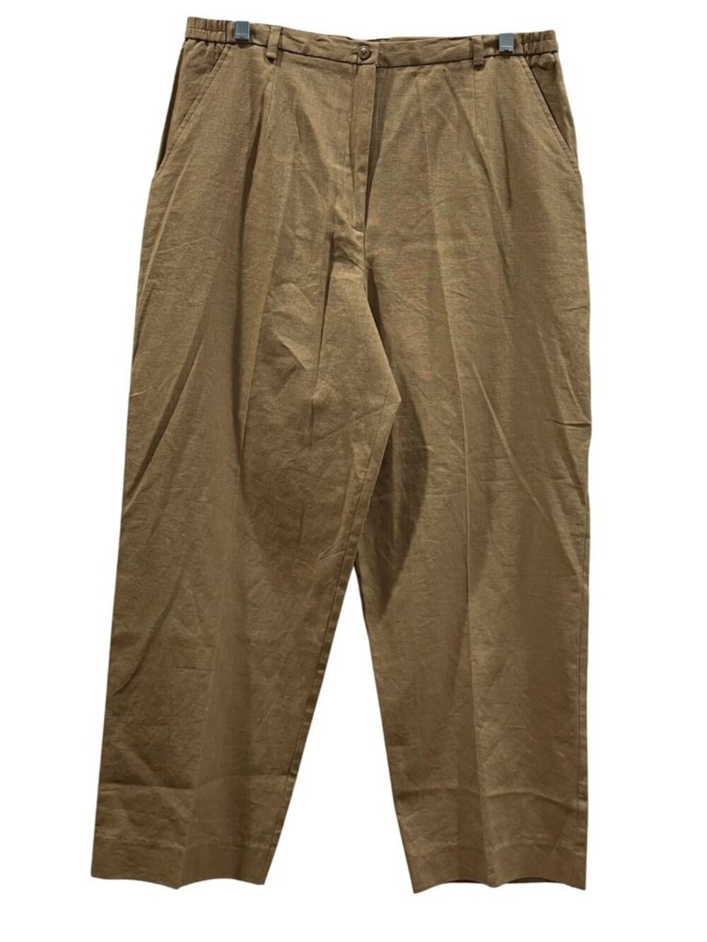 Coldwater Creek Linen Trouser Pants 14 Dark Tan Coastal Resort Vacation Neutral